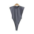 Bodycon Sem Mangas Preto E Branco Com Ombros Almofadados, Tops Sexy De Verão Para Mulheres