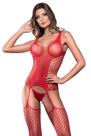 Bodystocking Macacão Arrastão com Aberturas - Vermelho - Tamanhos P a GG