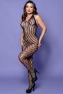 Bodystocking Macacão Arrastão com Strass Yaffa Y2107 - Lingerie Luxuosa e Sensual