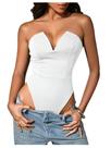 Bodysuit feminino Milumia, sem alças, decote em V profundo, branco