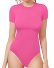 Bodysuit MANGOPOP, gola redonda, manga curta, camisetas femininas