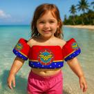 Boia de Braço Colete Infantil para Nadar Praia Piscina Estampa Super Heroína Desenho