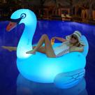 Boia de Piscina Cisne Flamingo Gigante com LED - Movida a Energia Solar