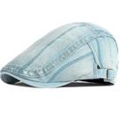 Boina Britânica Clássica Jeans Viseira Retro Poliéster Listrada Moda Casual Ajustável