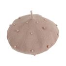 Boina de lã com pérolas, boné infantil, acessórios infantis, bebê, retro, inverno, outono, 2-6Y