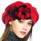 Boina Francesa de Inverno VECRY para Senhora 100% Lã com Estampa Floral