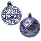 Bola 6 Pçs 8cm Tubo Mista Fosca 3D Lilas Natal