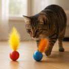 Bola Bolinha Brinquedo com Pena Para Gatos Pet Kit Com 2 uns Bolinha Guizo Pena