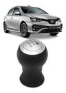 Bola de Câmbio Manopla Etios Hatch Sedan 2013 a 2016 Preto com Lente Prata Aro Cromado 5 Marchas