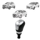 Bola de Câmbio Manopla New Fiesta Hatch Sedan Ecosport Ka Hatch Ka+ Preto Lente Prata 5 Marchas Ré para Trás