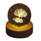 Bola de Cristal Árvore Brilhante com Base de Madeira 6 cm