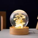 Bola de cristal Night Light MARZIUS Flower com base de madeira