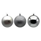 Bola de Natal 10cm com 3 Unidades Prata Cazza