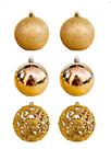 Bola de Natal 6 Unidades Grande 8cm Mista Glitter Luxo Bola de Natal 6 Unidades Grande 8cm Mista Glitter Luxo