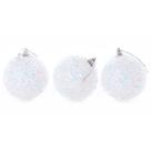 Bola de Natal branca com glitter holográfico Snow 8 cm 3 peças