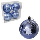 Bola De Natal Brilhante Lilas Com 4 Pecas 8Cm - RIO MASTER
