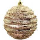 Bola de Natal champanhe com textura ondulada 10 cm 2 unidades