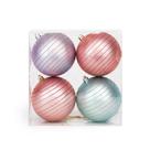 Bola de Natal Fosca com Listras em Glitter Candy Colors - ø 10 cm - 4 unidades - Cromus - Rizzo Bola de Natal Fosca com Listras em Glitter Candy Colors - ø 10 cm - 4 unidades - Cromus - Rizzo