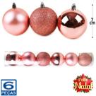 Bola De Natal Mista Fosca / Lisa / Glitter Com 6 Pecas 7cm