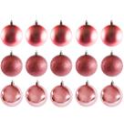 Bola de natal mista fosca/lisa/glitter rose com 15 pecas 4cm Bola de natal mista fosca/lisa/glitter rose com 15 pecas 4cm