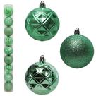 Bola De Natal Mista Verde Menta Com 9 Pcs 6Cm Glitter / Relevo Fosca / Brilho - RIO MASTER