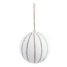 Bola de Natal Nevada com Listra Branca 8cm Jg 6 Unid 1015774