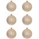 Bola de Natal texturizada canelada champanhe com glitter 8 cm 6 unidades
