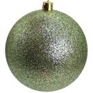 Bola de Natal verde oliva com glitter 10 cm 2 unidades
