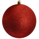 Bola de Natal vermelha com glitter 8 cm 3 unidades