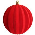 Bola de Natal vermelha em veludo 10 cm 2 unidades