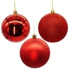 Bola de Natal vermelha textura mista 8 cm 6 unidades Bola de Natal vermelha textura mista 8 cm 6 unidades