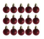 Bola De Natal Vinho Com 15 Peças 3cm
