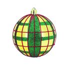 Bola Decorada Xadrez Verde Vermelho e Dourada c/3 uni 8 cm