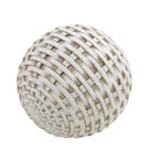 BOLA DECORATIVA TRAMAS EM RESINA BRANCO E BEGE - 10cm