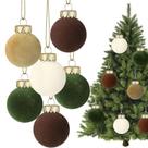 Bolas De Natal De Veludo Flocado, 12 Peças, Bolas Decorativas Plásticas Para Pendurar