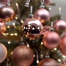 Bolas de Natal Na Cor Rosê 9 Pçs mistas 6cm Bolas de Natal Na Cor Rosê 9 Pçs mistas 6cm