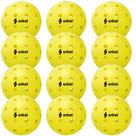 Bolas de pickleball Srikel, 12 unidades, para uso externo, 40 furos, duráveis, amarelas Bolas de pickleball Srikel, 12 unidades, para uso externo, 40 furos, duráveis, amarelas