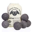 Bolas de secagem de lã Budieggs Dark Grey XL, pacote com 6 unidades, 100% lã neozelandesa
