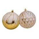 Bolas Enfeite Árvore Dourada e Branco Nevada 10cm 2un Bolas Enfeite Árvore Dourada e Branco Nevada 10cm 2un