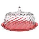 Boleira com Cúpula 30cm Crippa Vermelho Transparente Porta Bolo Glassy Torta Doces Boleira com Cúpula 30cm Crippa Vermelho Transparente Porta Bolo Glassy Torta Doces