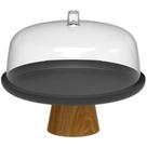 Boleira Com Cúpula Lume Ou 27,5cm Base Bambu - Preto