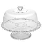 Boleira com Pé e Cúpula Cristal Pearl Wolff 31x25cm Prato pa