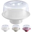 Boleira com Pé e Tampae Trava Prato 33cm para Bolo, Doce, Sobremesa, Decoração, Organização, Mesa Posta