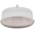 Boleira com Tampa 30cm Ou Break Porta Bolo Pudim Plástico Bege Tampa Transparente Sem Pé