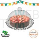 Boleira de Vidro com Tampa Pétalas de Jasmin 32cm Vitazza Prato para Bolo, Doce, Sobremesa, Decoraçl