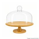 Boleira Glass Elegance com Cúpula de Vidro e Base em Bambu Boleira Glass Elegance com Cúpula de Vidro e Base em Bambu