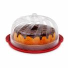 Boleira Plástico Com Tampa 33cm Porta Bolo Redonda Transparente Festa Confeitaria