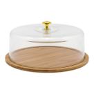 Boleira Porta Bolo Torta Base Bambu Tampa Acrílico Pegador