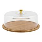 Boleira Porta Bolo Torta Base Bambu Tampa Acrílico Pegador