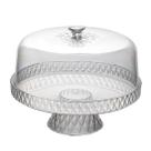 Boleira Porta Bolos e Tortas Acrílica Glamour Com Pé com Tampa Cúpula Sobremesa Mesa Posta Plasútil